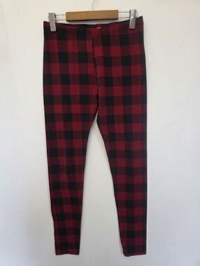 Red & Black Buffalo Plaid Leggings – Stretch Fit – Casual/Lounge